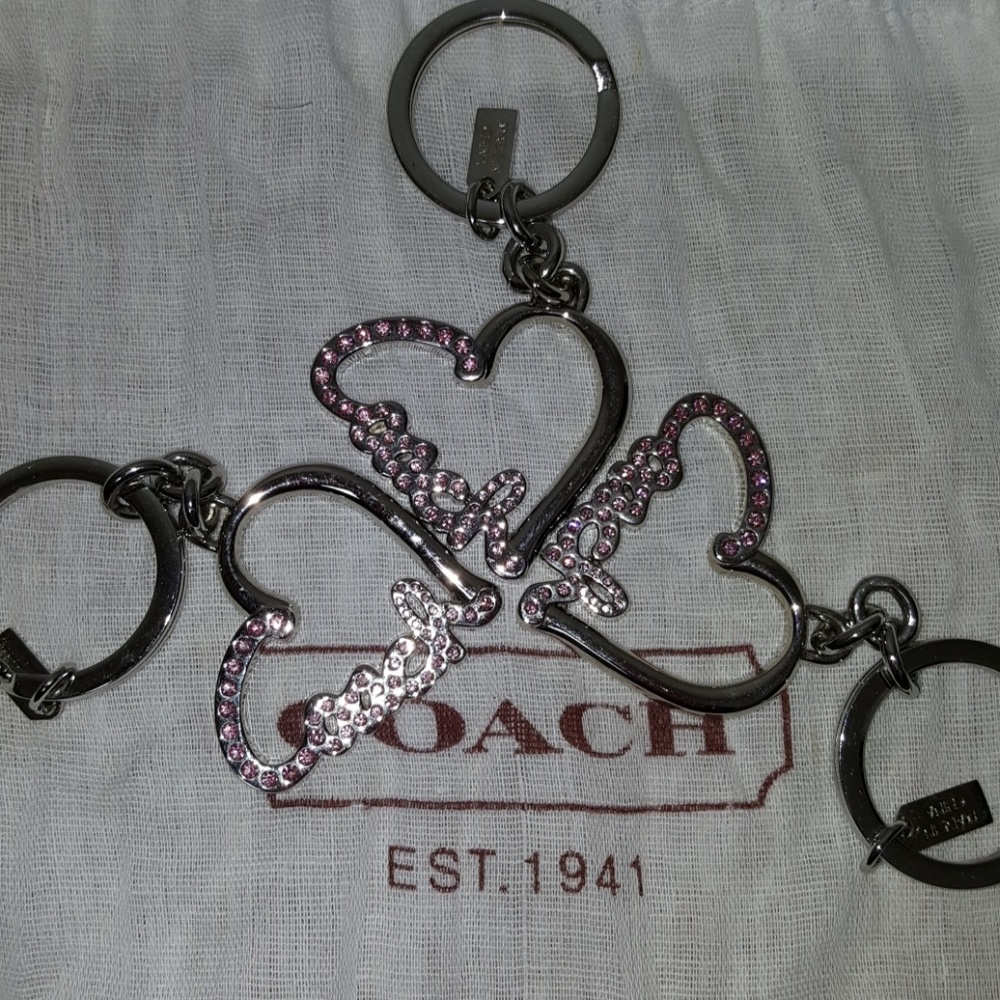 Coach Pink Rhinestone Keychain NWOT - Picture 2 of 4